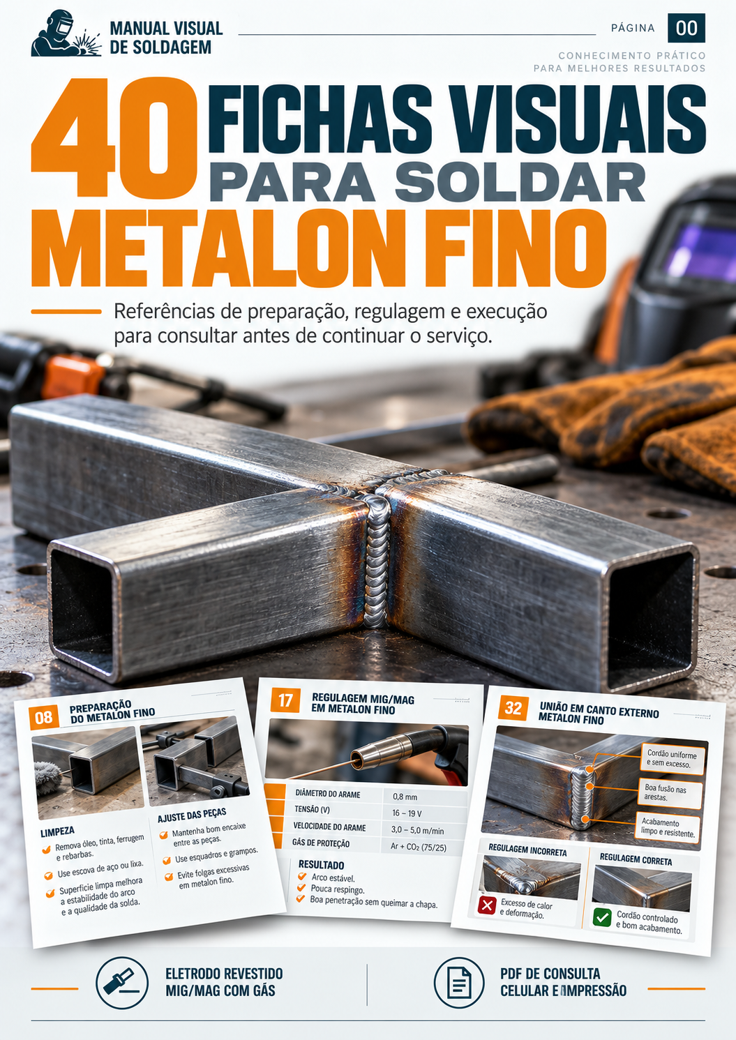 Ficha visual sobre identificação da espessura da parede do metalon
