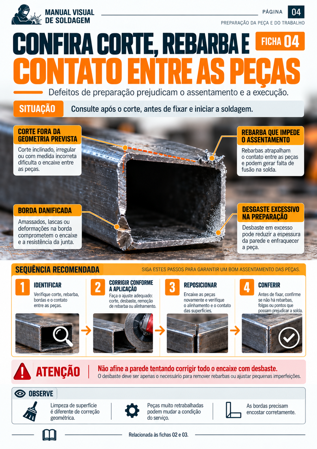 Ficha visual sobre referência de corrente para eletrodo revestido