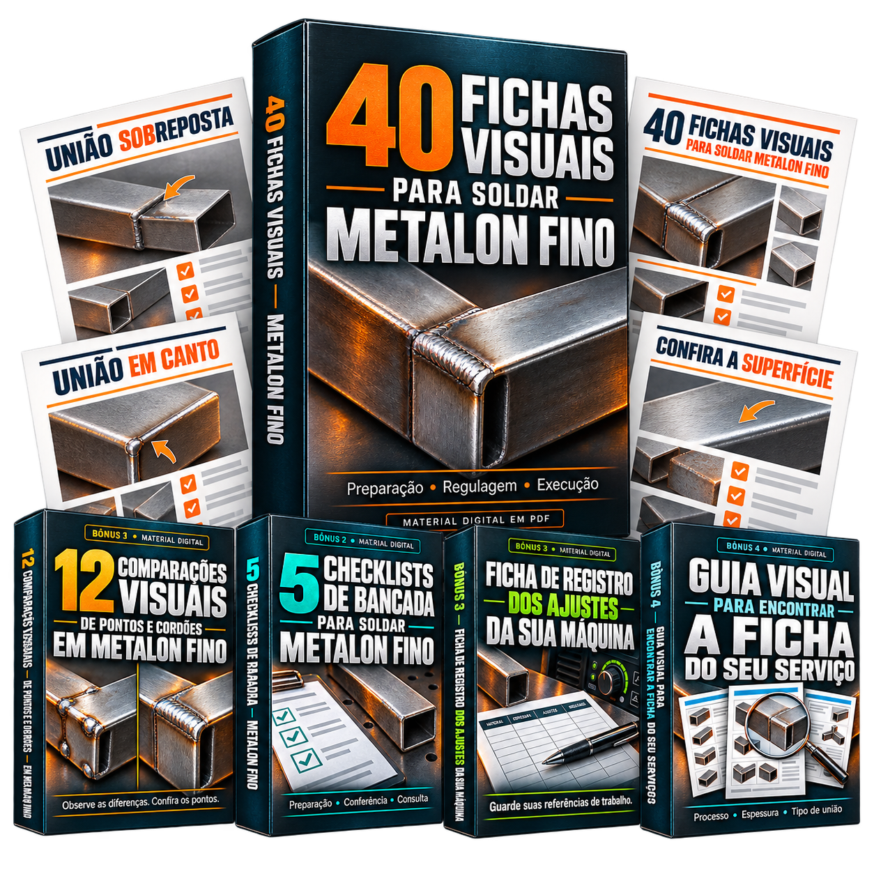 Plano Completo — 40 Fichas Visuais para Soldar Metalon Fino e 4 bônus